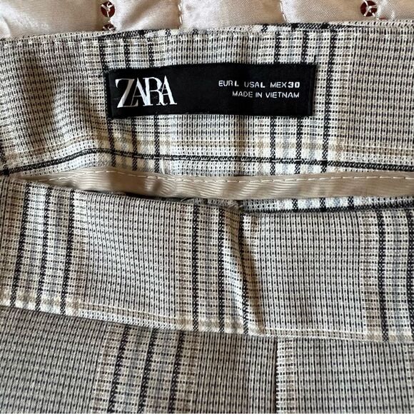 Zara Plaid Ankle Pants in Gray Size Large - Picture 7 of 7